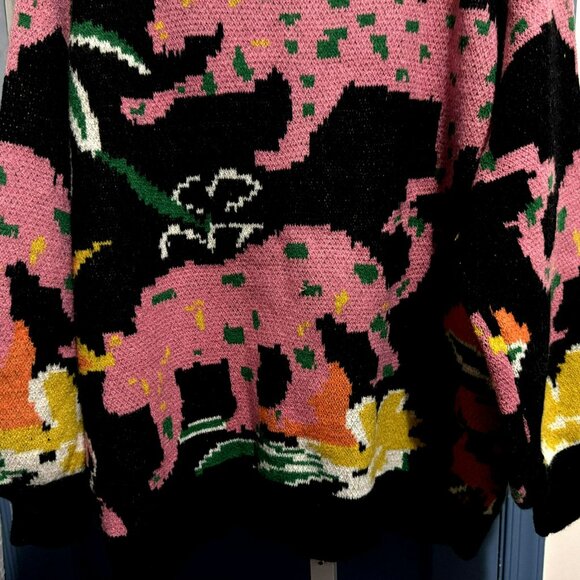 Umgee USA Oversized Colorful Animal Elephant Print Pullover Sweater Sz XL NEW - Picture 4 of 6